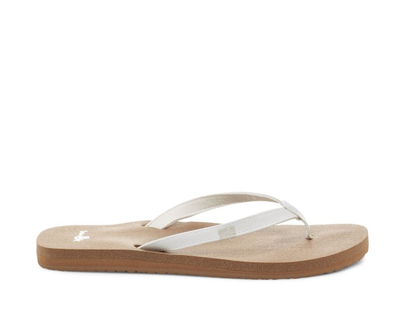 Women Sanuk Yoga Joy Flip Flops White / Brown | LPA780426