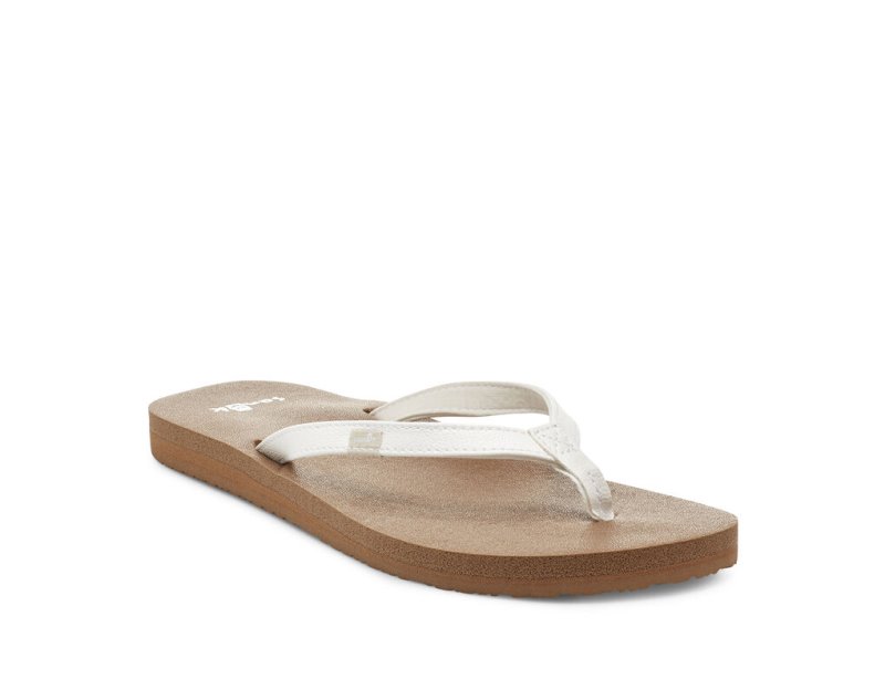 Women Sanuk Yoga Joy Sandals White / Brown | EWB350697