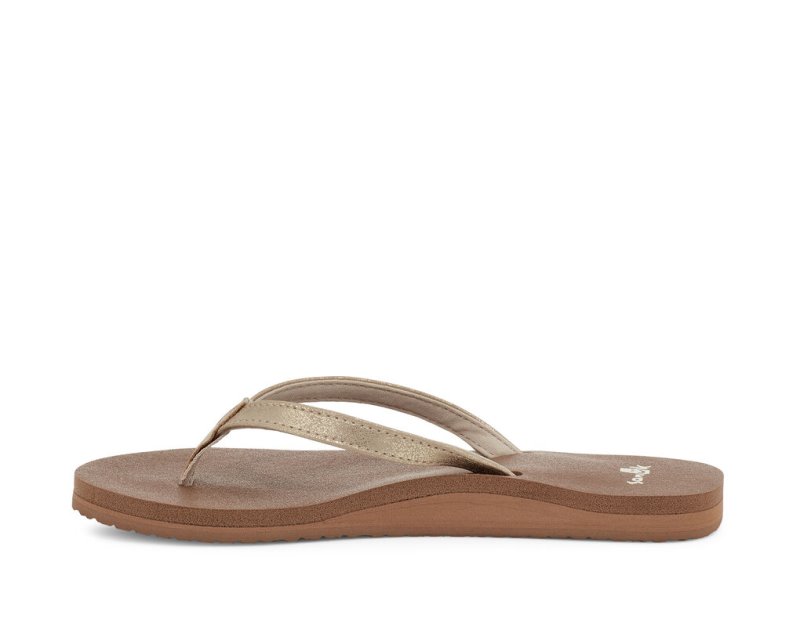 Women Sanuk Yoga Joy Shimmer Flip Flops Brown | UMR623908