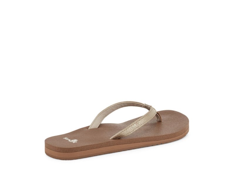 Women Sanuk Yoga Joy Shimmer Flip Flops Brown | UMR623908