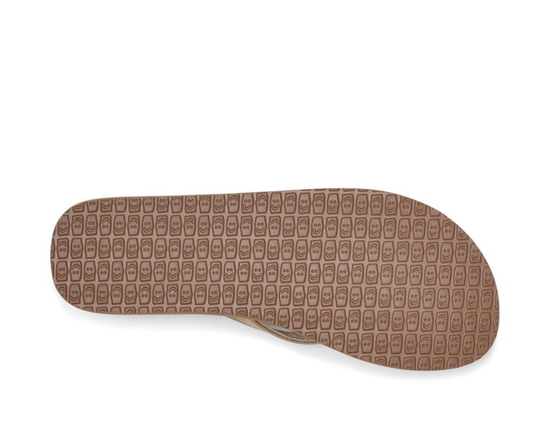 Women Sanuk Yoga Joy Shimmer Flip Flops Brown | UMR623908