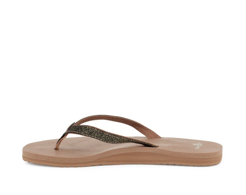 Women Sanuk Yoga Joy Sparkle Flip Flops Gold | HTL290486