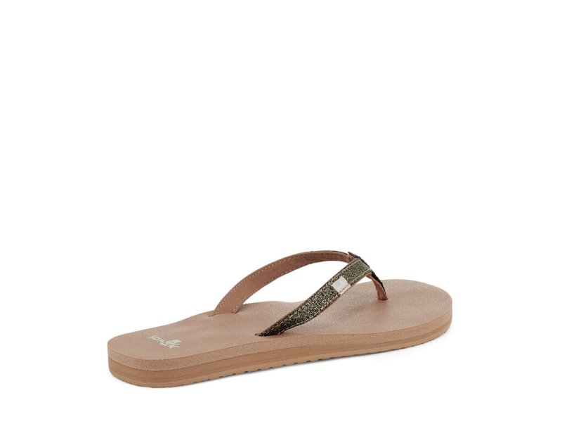 Women Sanuk Yoga Joy Sparkle Flip Flops Gold | HTL290486