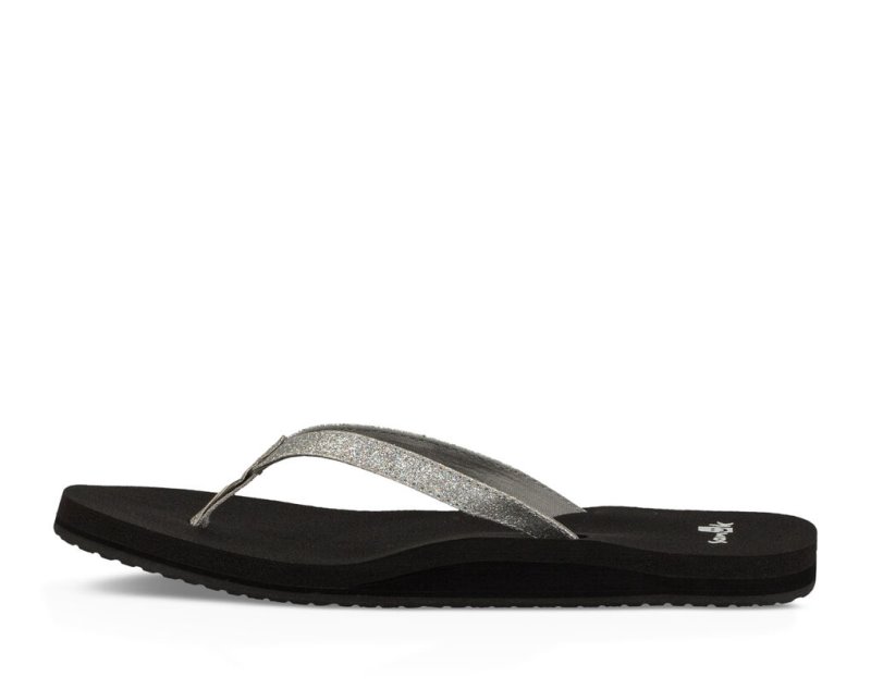 Women Sanuk Yoga Joy Sparkle Flip Flops Silver | CFK790528