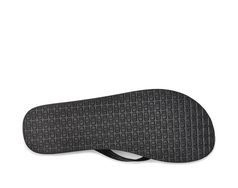 Women Sanuk Yoga Joy Sparkle Flip Flops Black | YIE782591