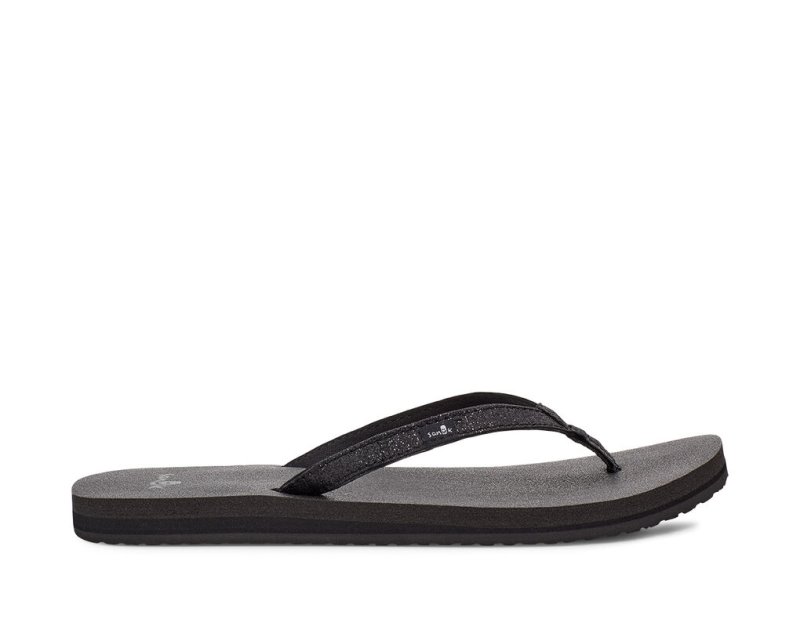 Women Sanuk Yoga Joy Sparkle Sandals Black | TPM123785