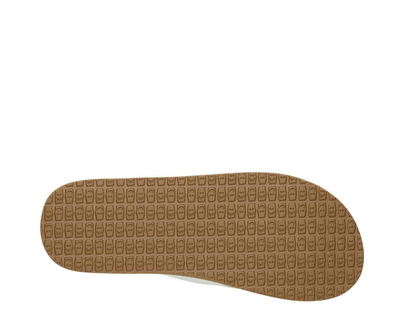 Women Sanuk Yoga Mat Cushioned Flip Flops White / Brown | RAM360149