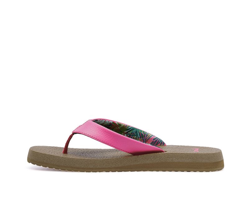 Women Sanuk Yoga Mat Cushioned Flip Flops Pink | TOR046132