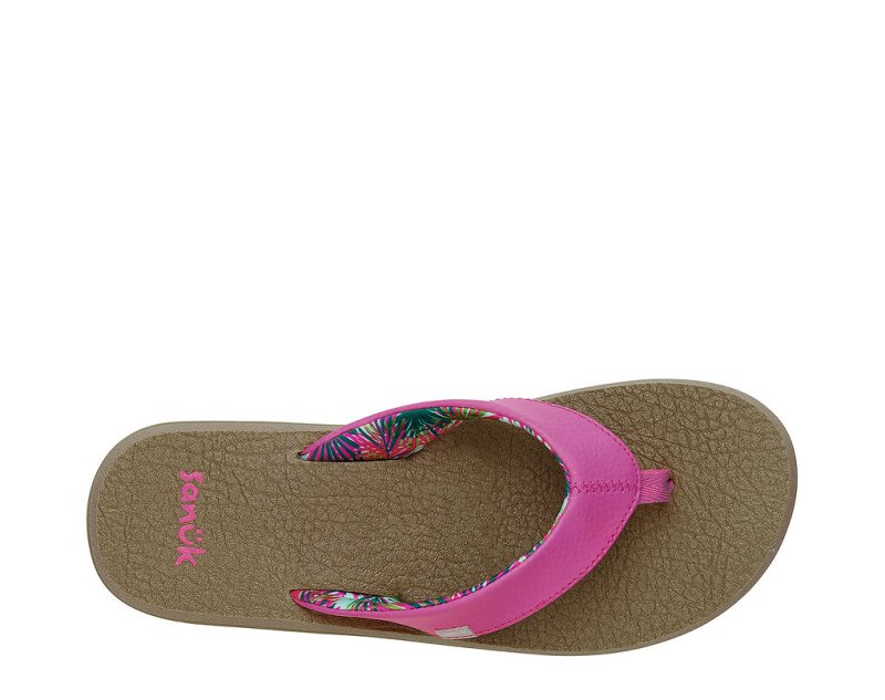 Women Sanuk Yoga Mat Cushioned Flip Flops Pink | TOR046132