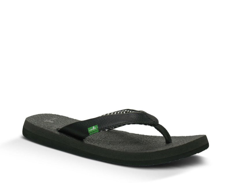 Women Sanuk Yoga Mat Flip Flops Black | XWI703962