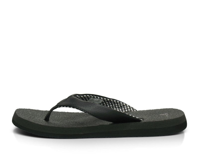 Women Sanuk Yoga Mat Flip Flops Black | XWI703962