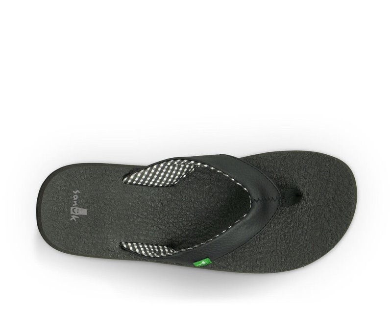 Women Sanuk Yoga Mat Flip Flops Black | XWI703962