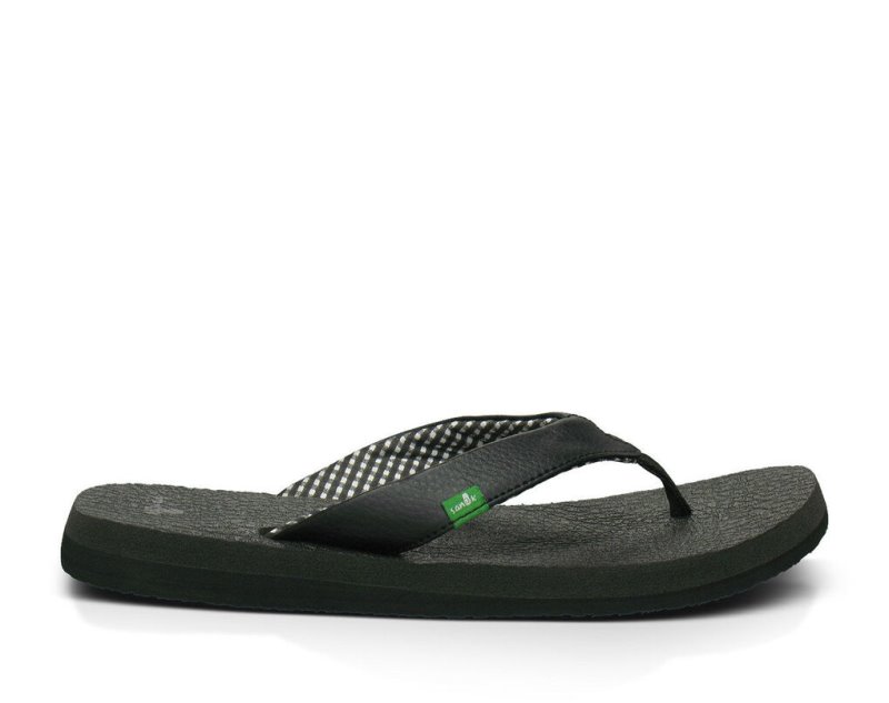 Women Sanuk Yoga Mat Flip Flops Black | XWI703962