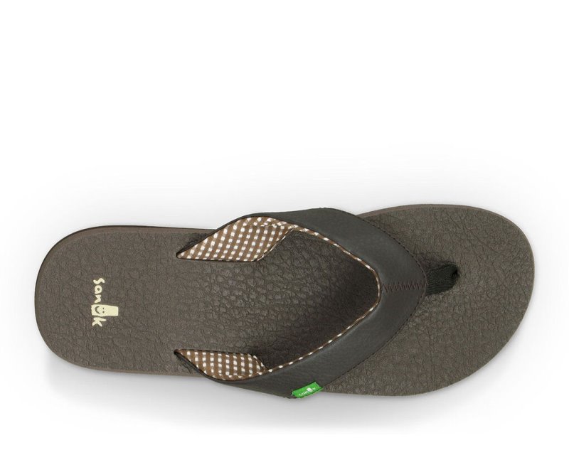 Women Sanuk Yoga Mat Flip Flops Brown | HPE604125