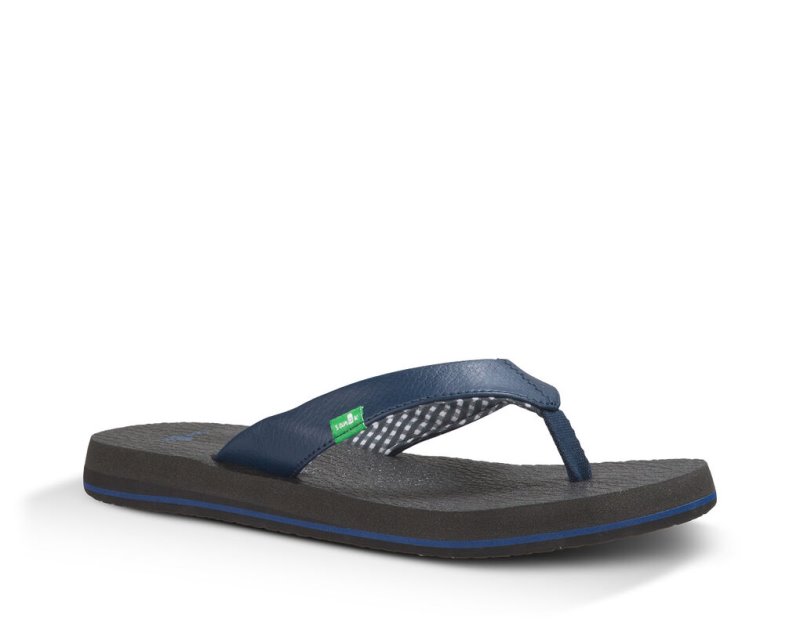 Women Sanuk Yoga Mat Flip Flops Navy | XME105832