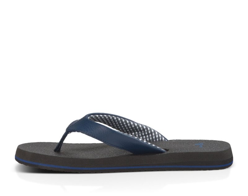 Women Sanuk Yoga Mat Flip Flops Navy | XME105832