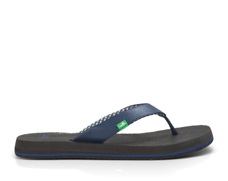 Women Sanuk Yoga Mat Flip Flops Navy | XME105832