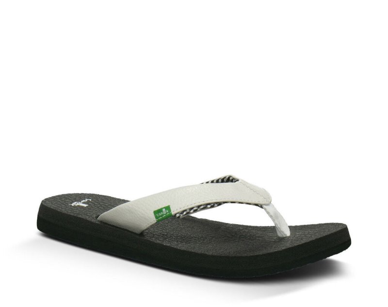 Women Sanuk Yoga Mat Flip Flops White | KLG764389