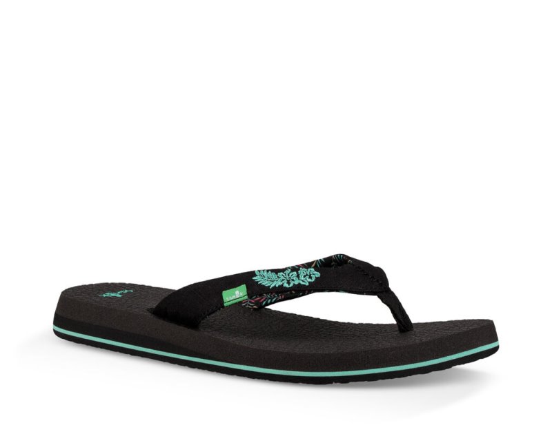 Women Sanuk Yoga Paradise 2 Flip Flops Black | ERV270813