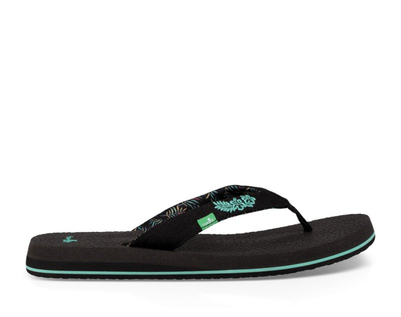 Women Sanuk Yoga Paradise 2 Flip Flops Black | ERV270813