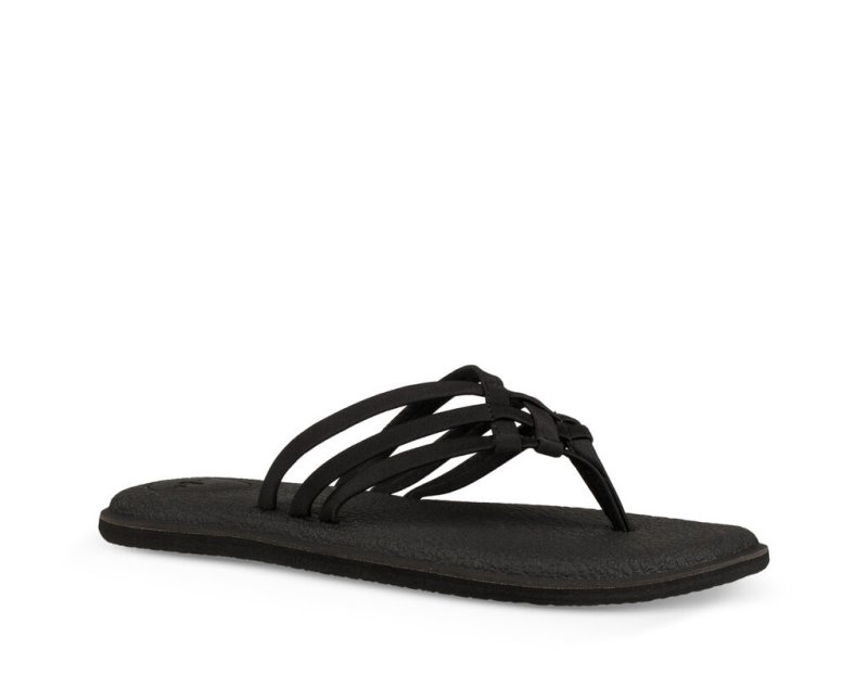 Women Sanuk Yoga Salty Flip Flops Black | OIC419308