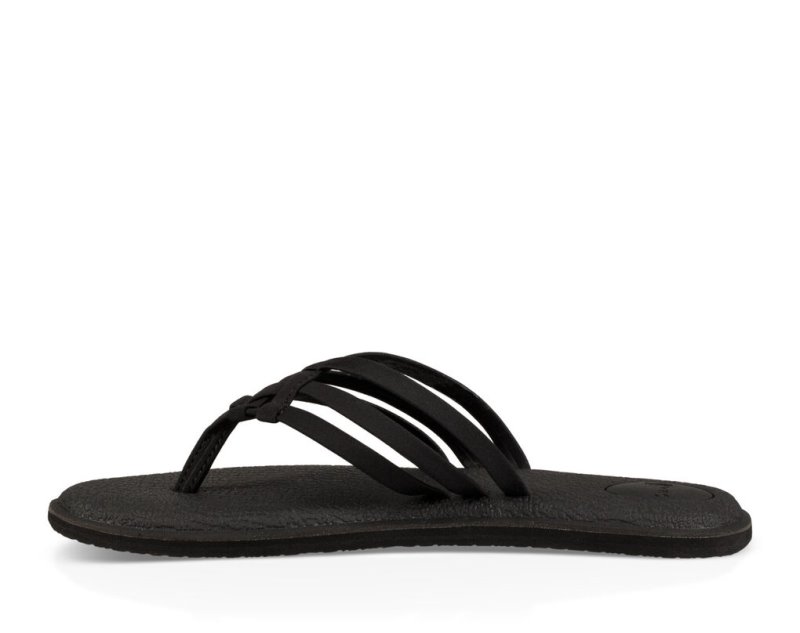 Women Sanuk Yoga Salty Flip Flops Black | OIC419308