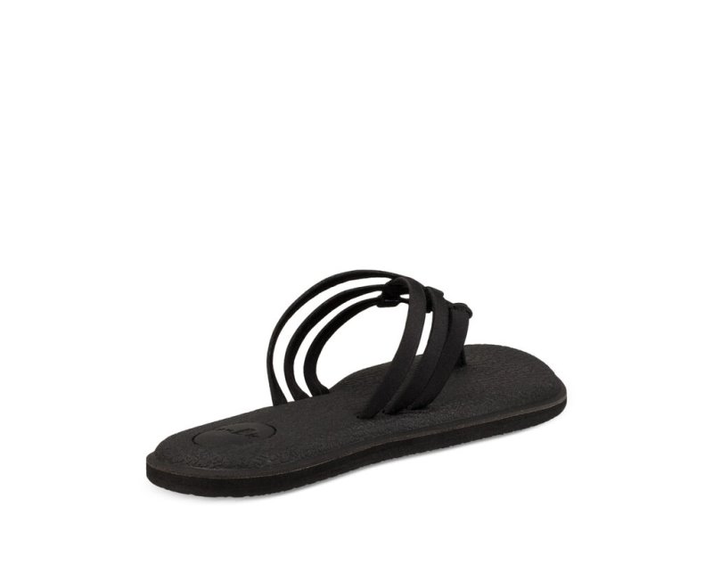 Women Sanuk Yoga Salty Flip Flops Black | OIC419308