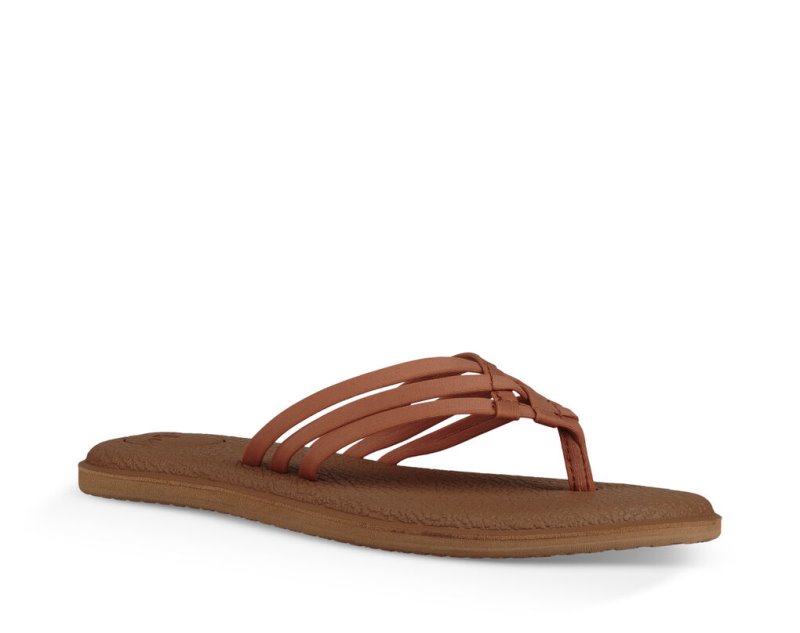 Women Sanuk Yoga Salty Flip Flops Brown | EWV216843