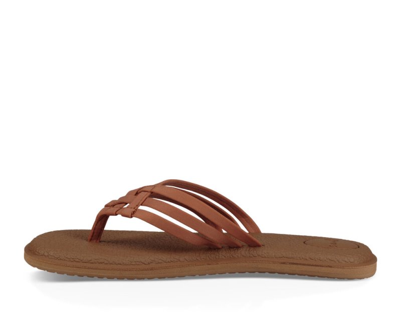 Women Sanuk Yoga Salty Flip Flops Brown | EWV216843