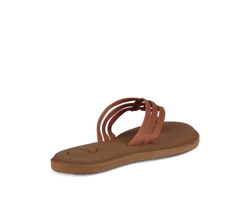 Women Sanuk Yoga Salty Flip Flops Brown | EWV216843