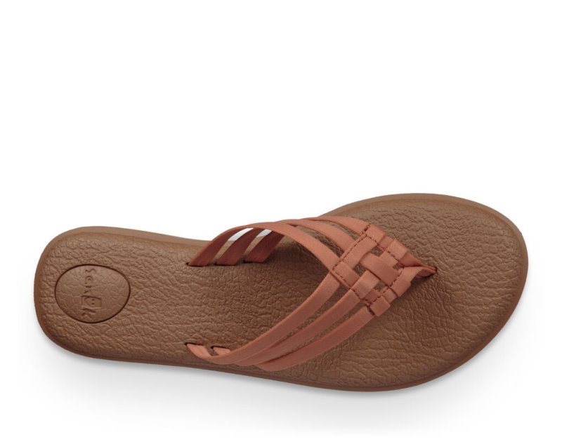 Women Sanuk Yoga Salty Flip Flops Brown | EWV216843