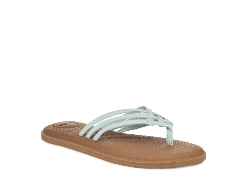 Women Sanuk Yoga Salty Flip Flops Light Turquoise | UVX281509