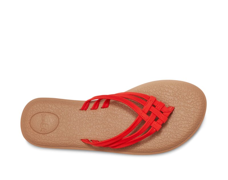 Women Sanuk Yoga Salty Flip Flops Pink | PAS065897