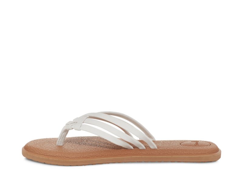 Women Sanuk Yoga Salty Flip Flops White / Brown | HVC187295