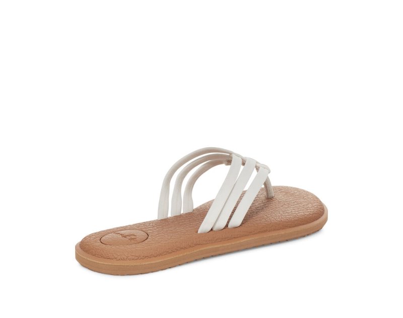 Women Sanuk Yoga Salty Flip Flops White / Brown | HVC187295