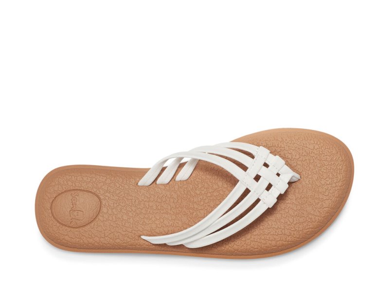 Women Sanuk Yoga Salty Flip Flops White / Brown | HVC187295