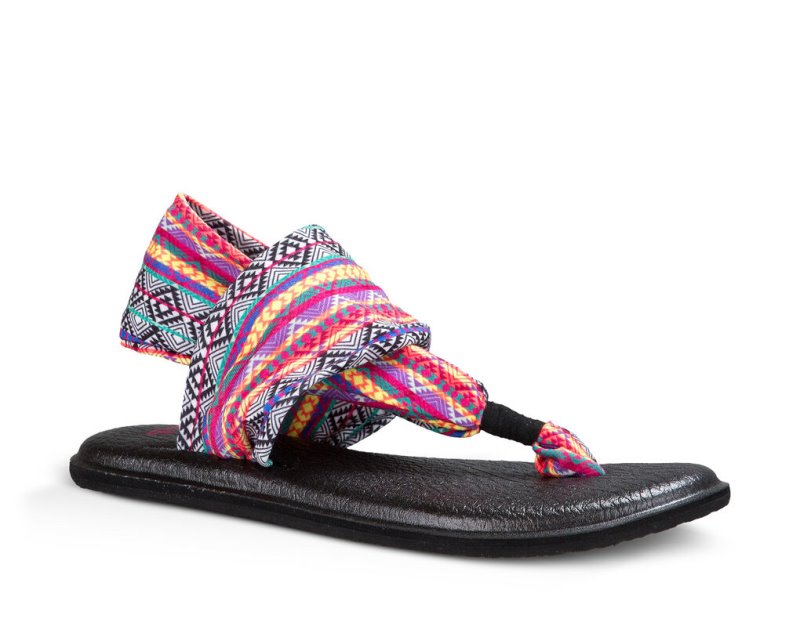 Women Sanuk Yoga Sling 2 Prints Flip Flops Multicolor Stripes | CLO510429