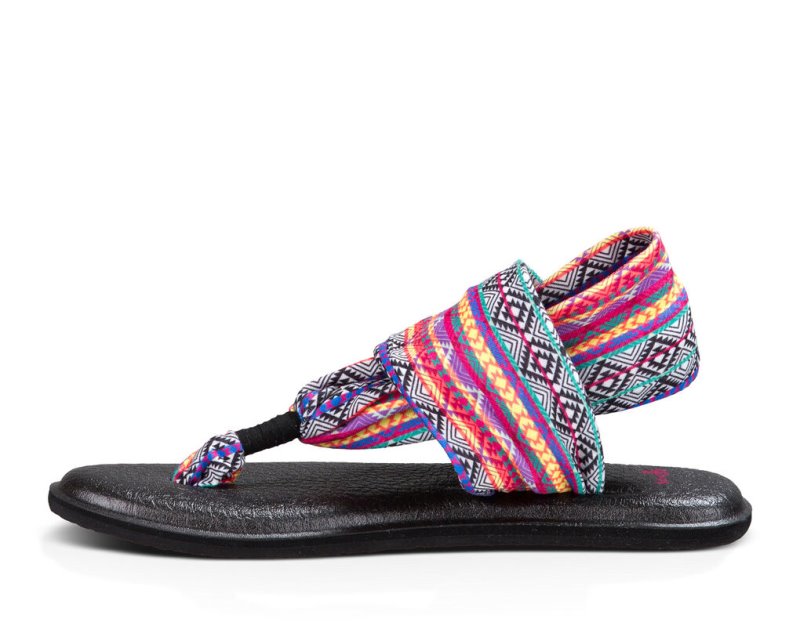 Women Sanuk Yoga Sling 2 Prints Flip Flops Multicolor Stripes | CLO510429