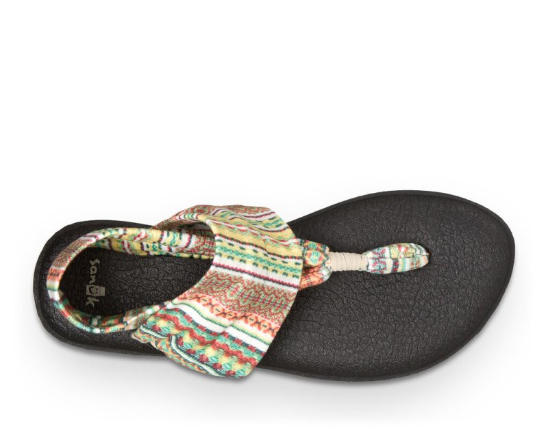 Women Sanuk Yoga Sling 2 Prints Flip Flops Orange | RIB403728